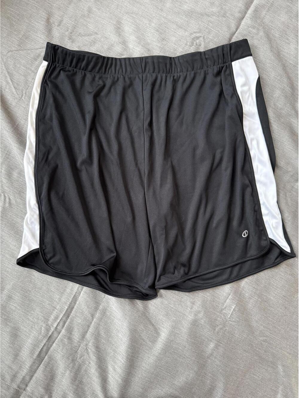 Spalding Mens Athletic Shorts Size XL Black & White Stretch Sports